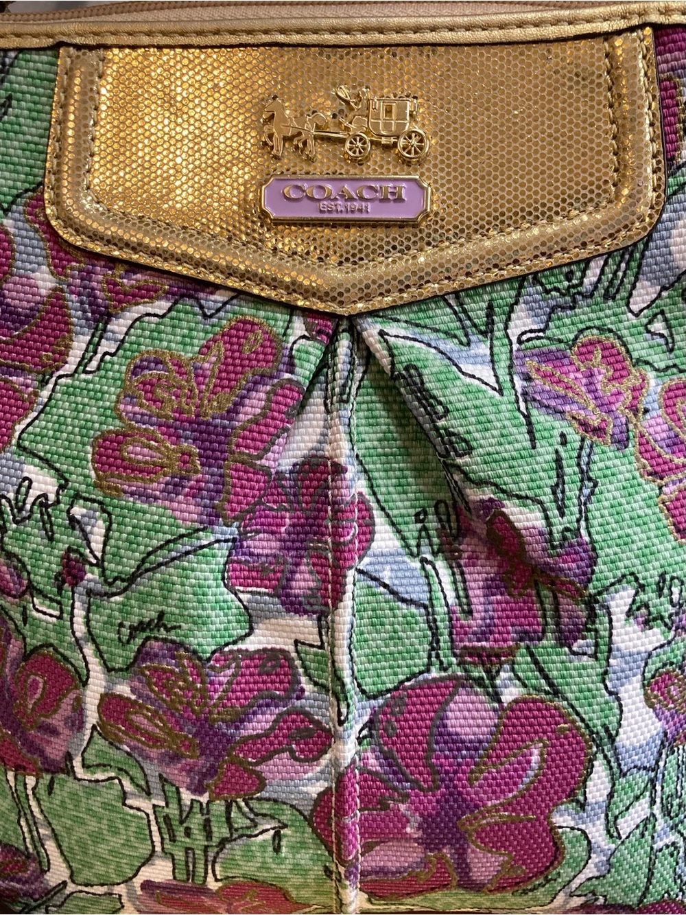 Coach Y2K Madison Floral Swingpack Crossbody Bag | Gold Trim | Style 43498 - Picture 3 of 14